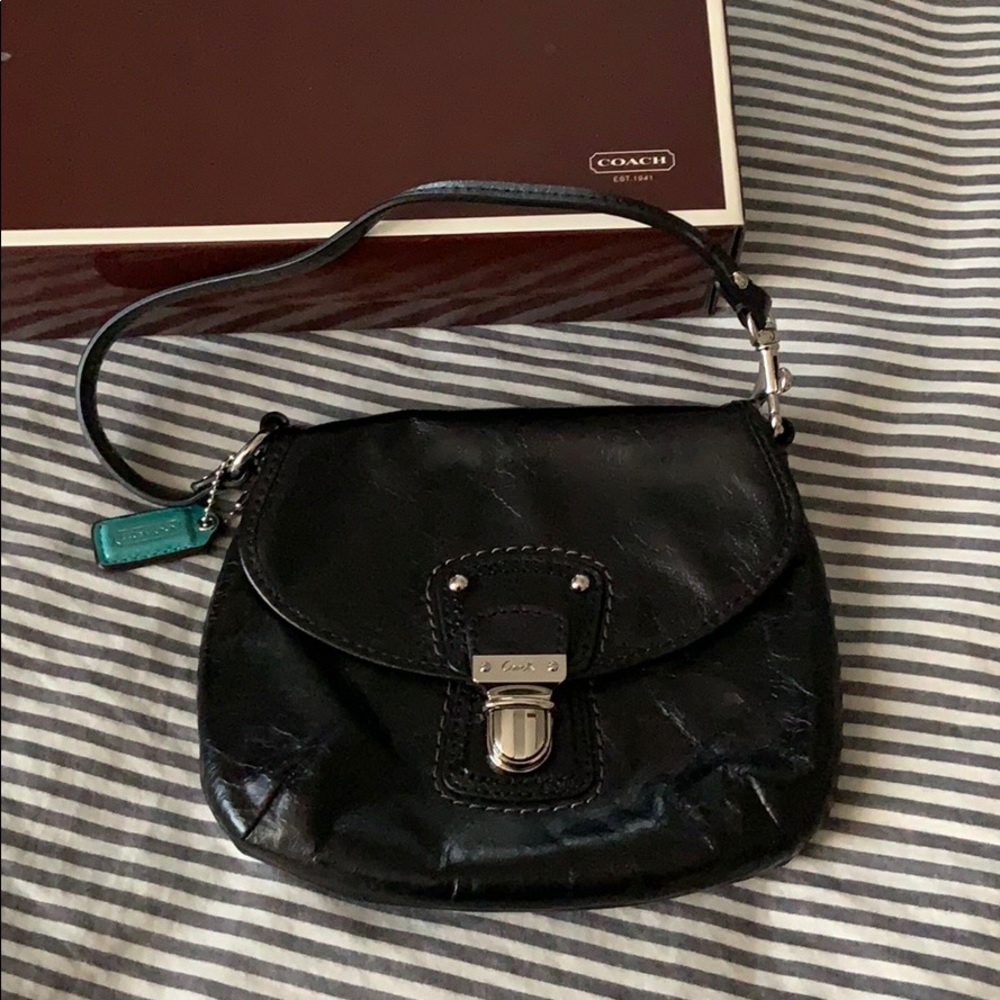 Coach black leather wristlet NEW